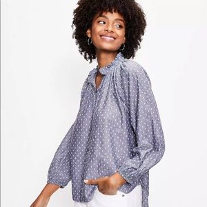 LOFT NWT Clip Pleated Collar Blouse, Size Extra Small
